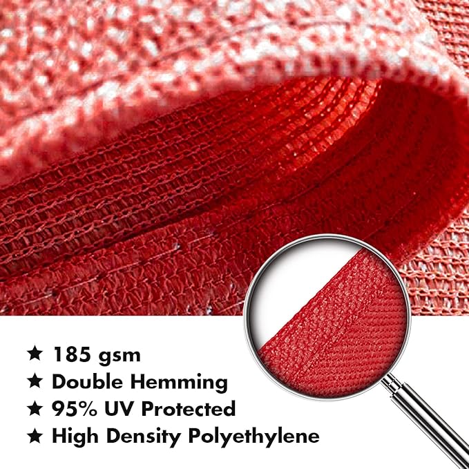 KANAGAWA Sun Shade Sail 8'x10' Scarlet Rectangle UV Block Canopy Awning Shelter Fabric Cloth Screen for Outdoor Patio Garden Backyard