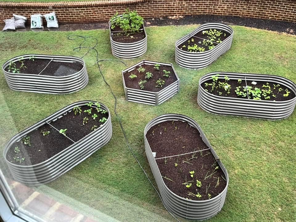 anleolife 6-bed 70x60x18in hexagon raised garden beds, quartz, side view
