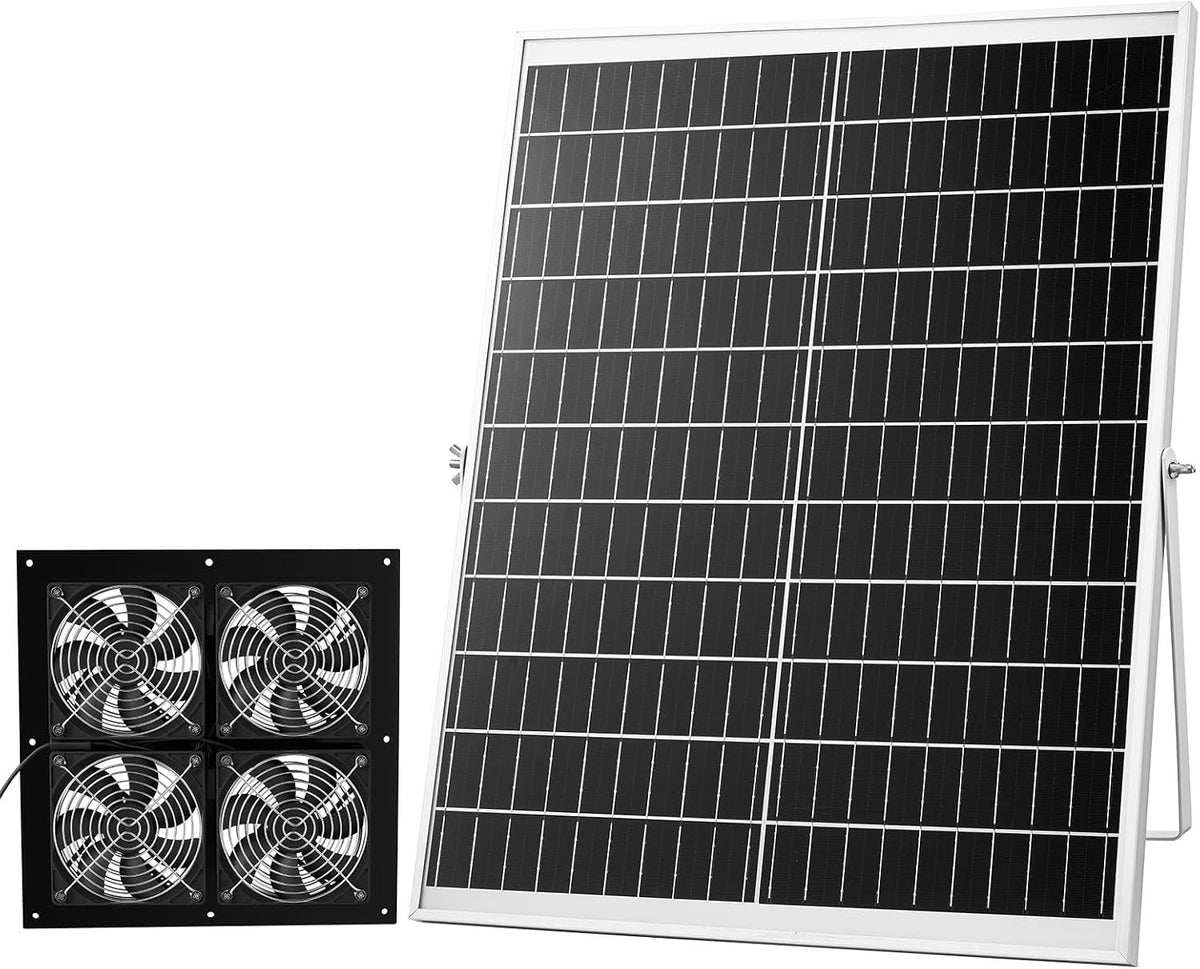 vevor solar powered fan, 25w solar panel with, main product view