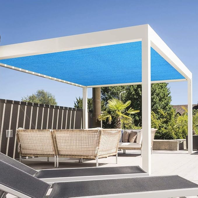 Eden's Decor Straight Flat-Edged Sun Shade Sail Rectangular 9' x 20' Blue UV-Blocking Outdoor Canopy Fabric Cloth Awning for Pergola Patio Garden Backyard Custom Size