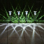 Solar Pathway Lights 10 Pack Christmas Solar Lights Outdoor Waterproof 6000K Cold White Yard Lighting, LED Stainless Steel Stake (Pink, 10 Pack)
