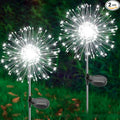 Solar Garden Lights Outdoor, 2 Pack 120 LED Twinkling Firework Lights Decorative with 2 Modes, Outdoor Waterproof Solar Starburst Light for Outside Yard Pathway Garden Decor, White