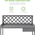 best choice products outdoor garden potting bench, wooden shown in use