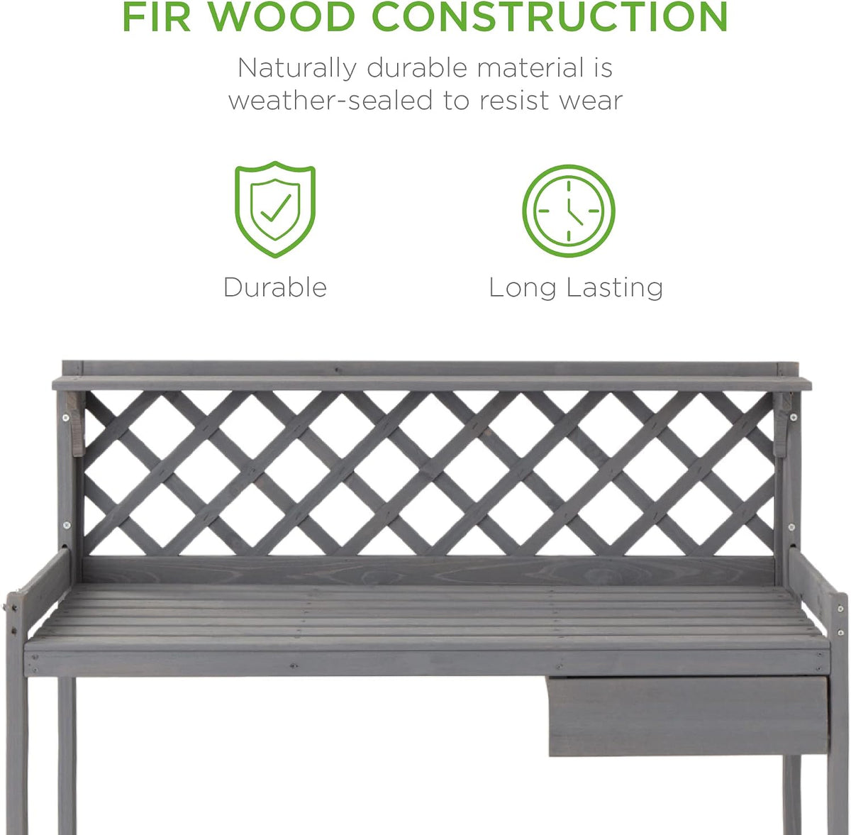 best choice products outdoor garden potting bench, wooden shown in use