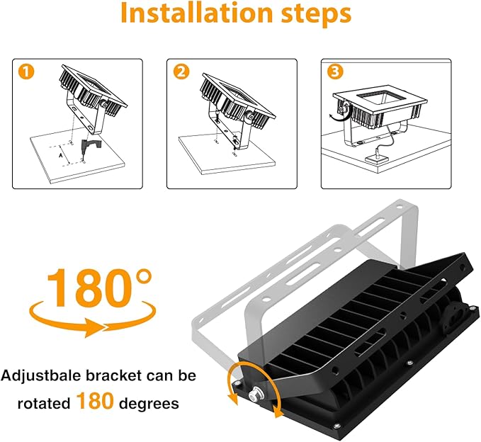 Onforu 120W Flood Lights Outdoor, 12000lm Bright LED Work Light with Plug, 6500K Daylight White LED Flood Lighting, IP66 Waterproof Security Yard Lights for Yard Garage Stadium 4 Pack