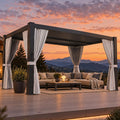 aoxun louvered pergola 12x16 all-aluminum, waterproof curtains and, main product view
