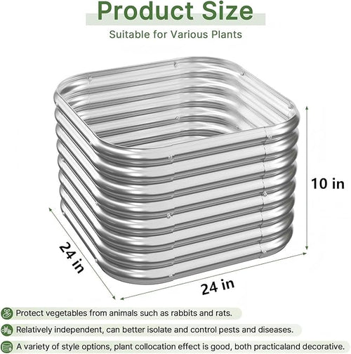 4 PCS Galvanized Raised Garden Bed Outdoor, Metal Garden Bed for Vegetables, Above Ground Garden Box for Flower, Steel Raised Beds for Gardening - 2FT