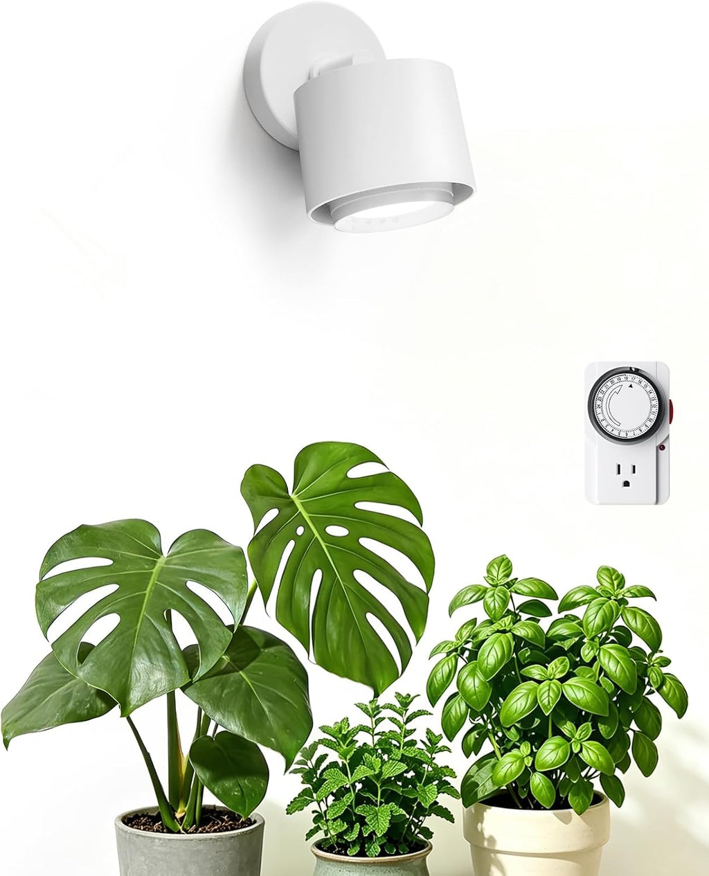 Barrina TR40A Track Grow Light, 5000K 40W, White Cover, 1-Pack | Wall Grow Bulbs for Indoor Plants, Adjustable Beam Angle (15°-60°), Full Spectrum Plant Spotlight, Timer & Long Power Cord