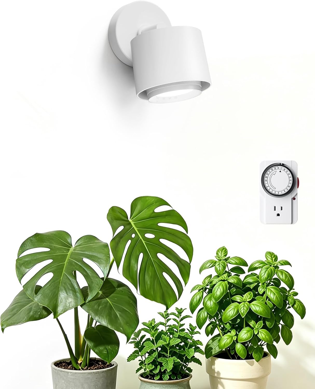 Barrina TR40A Track Grow Light, 5000K 40W, White Cover, 1-Pack | Wall Grow Bulbs for Indoor Plants, Adjustable Beam Angle (15°-60°), Full Spectrum Plant Spotlight, Timer & Long Power Cord