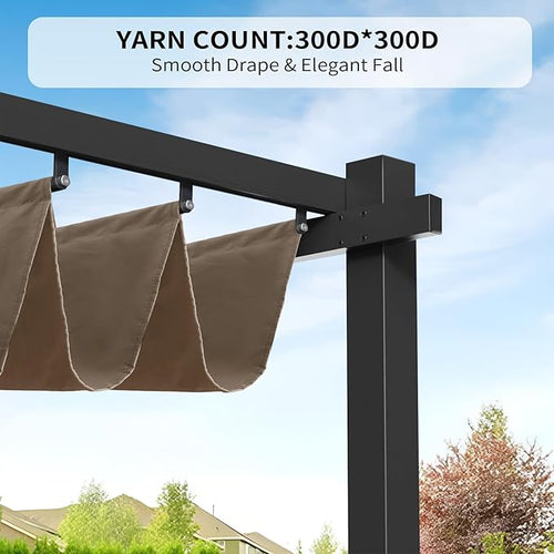 10' X 10' Pergola Shade Cover for Outdoor Retractable Durable Fabric Canopy Replacement Top Only, Sun Shade for Outside (Beige)