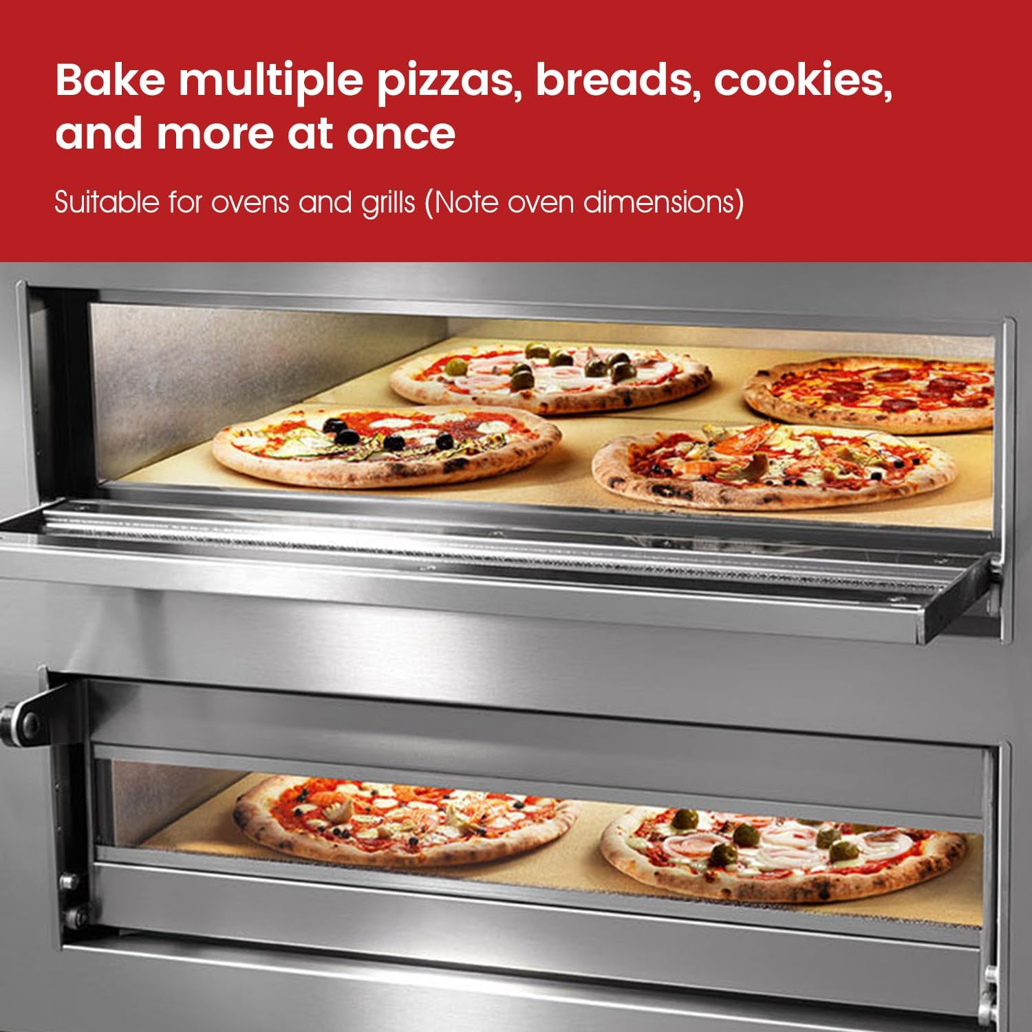Pizza Stone, Rectangular Extra Large 23.6" x 15.8" x 0.6" Pizza Stones for Oven Grill, Industrial Commercial Heavy Duty Cordierite Baking Stone for Pizza Bread, Pizza Accessories, 14.19 lbs
