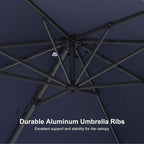 PURPLE LEAF 8' X 8' Patio Umbrella for Pool 7' High Offset Outdoor Cantilever Umbrella Swimming Pool Umbrella with 360°Rotation for Poolside Navy Blue