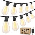 75FT LED Outdoor String Lights, Patio Light, 22+2 S11 Bulbs, Black | Plug in, Dimmer not included, Dimmable, Waterproof, Shatterproof, Connectable Hanging Lights for Backyard Porch, Warm White