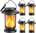 Solar Lantern Outdoor Waterproof, Flickering Flameless Solar Lights Hanging Lantern, Auto On/Off Decorative Solar Garden Lights for Patio Yard Porch Pathway Camping Decor
