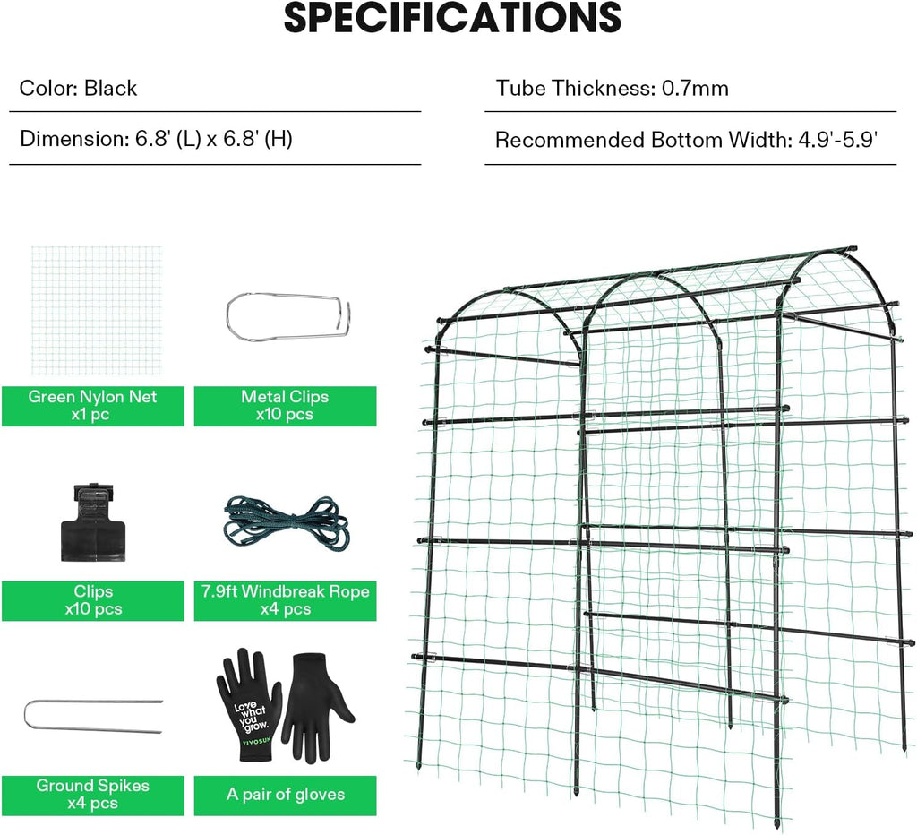 vivosun 7ft. arch trellis for climbing plants, 7, package contents