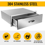 outdoor kitchen single drawer bbq drawer stainless steel, close-up detail
