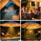 Dual-Power Patio Umbrella Light-Rechargeable & Battery Operated Umbrella Lights,Cordless Umbrella Pole Light for Patio Pool Accessories and Backyard Decor(4 AA Batteries Not Included)