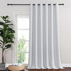 NICETOWN Patio Door Curtain Room Darkening Drapes, Grommet Top Light Blocking Room Divider Curtain Panel for Bedroom/Living Room (Greyish White, W80 x L95, 1 Panel)