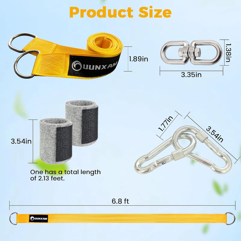 Tree Swing Hanging Kit-6.8ft Long Straps with Two Lock Carabiners&Tree Protectors,Tree Swing Straps Holds 5000 Lbs Breaking Strength-Easy&Fast Installation for All Types of Swings&Hammock