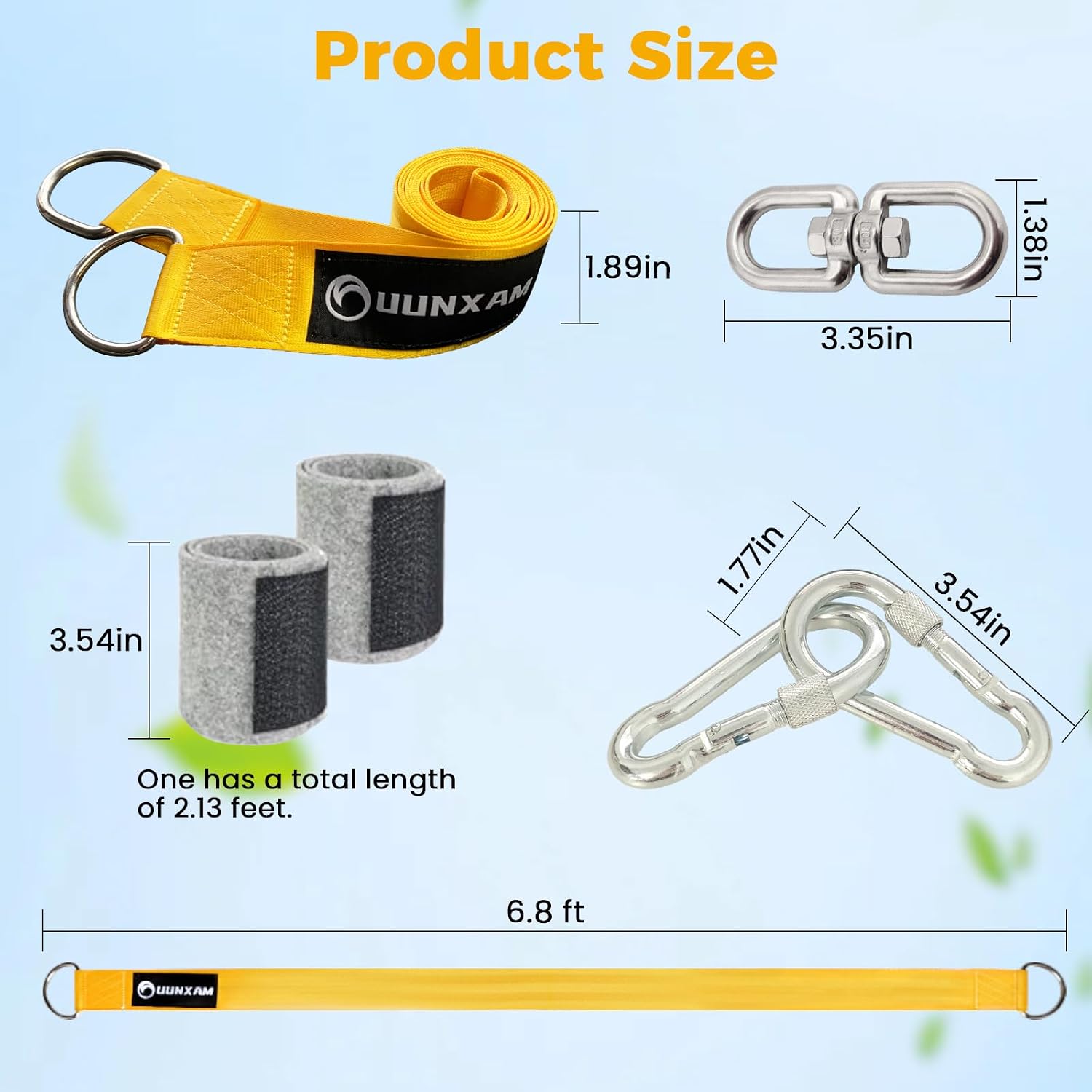 Tree Swing Hanging Kit-6.8ft Long Straps with Two Lock Carabiners&Tree Protectors,Tree Swing Straps Holds 5000 Lbs Breaking Strength-Easy&Fast Installation for All Types of Swings&Hammock