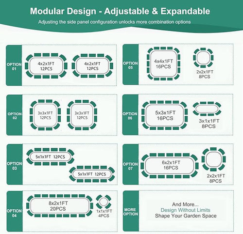 3 in 1 Galvanized Raised Garden Bed - 4x2x1ft (2Packs) Modular Planter Box Outdoor | Metal Raised Bed Kit with Bracing Rods for Gardening Vegetables Flowers Fruits Herbs (Green)