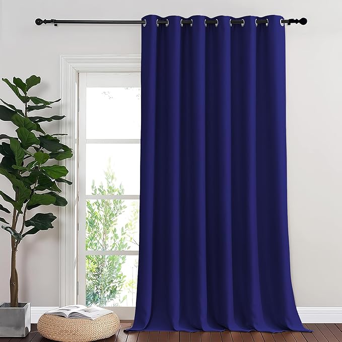 NICETOWN Room Divider Curtain 132 Inches Long, Wide Blackout Sliding Door Curtain for Bedroom, Room Darkening Privacy Window Curtain for Patio Door (1 Panel Set, Navy Blue, 80 x 132 Inch)