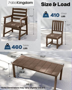 9-Piece Outdoor Dining Set for 8, 75.2'' HDPE Table with Umbrella Hole & Chairs, Weather-Resistant Patio Furniture for Lawn, Yard, Balcony, Deck (Brown)