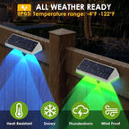 2 Pack Solar Fence Lights Outdoor, 2PK Solar Outdoor Light Warm White & RGB Solar Powered Lights for Outside Backyard, Patio, Deck Fence, Stair Handrail, Pool and Wall