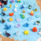 60 Pcs Mini Ocean Resin Animals Figures 60 Styles for Aquarium Decorations | Tiny Sea Animal to Hide Little Animals Figures for Fish Tank Ornaments Fairy Garden Miniature Landscape Dollhouse Accessories