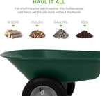 best choice products dual-wheel home utility yard wheelbarrow shown in use