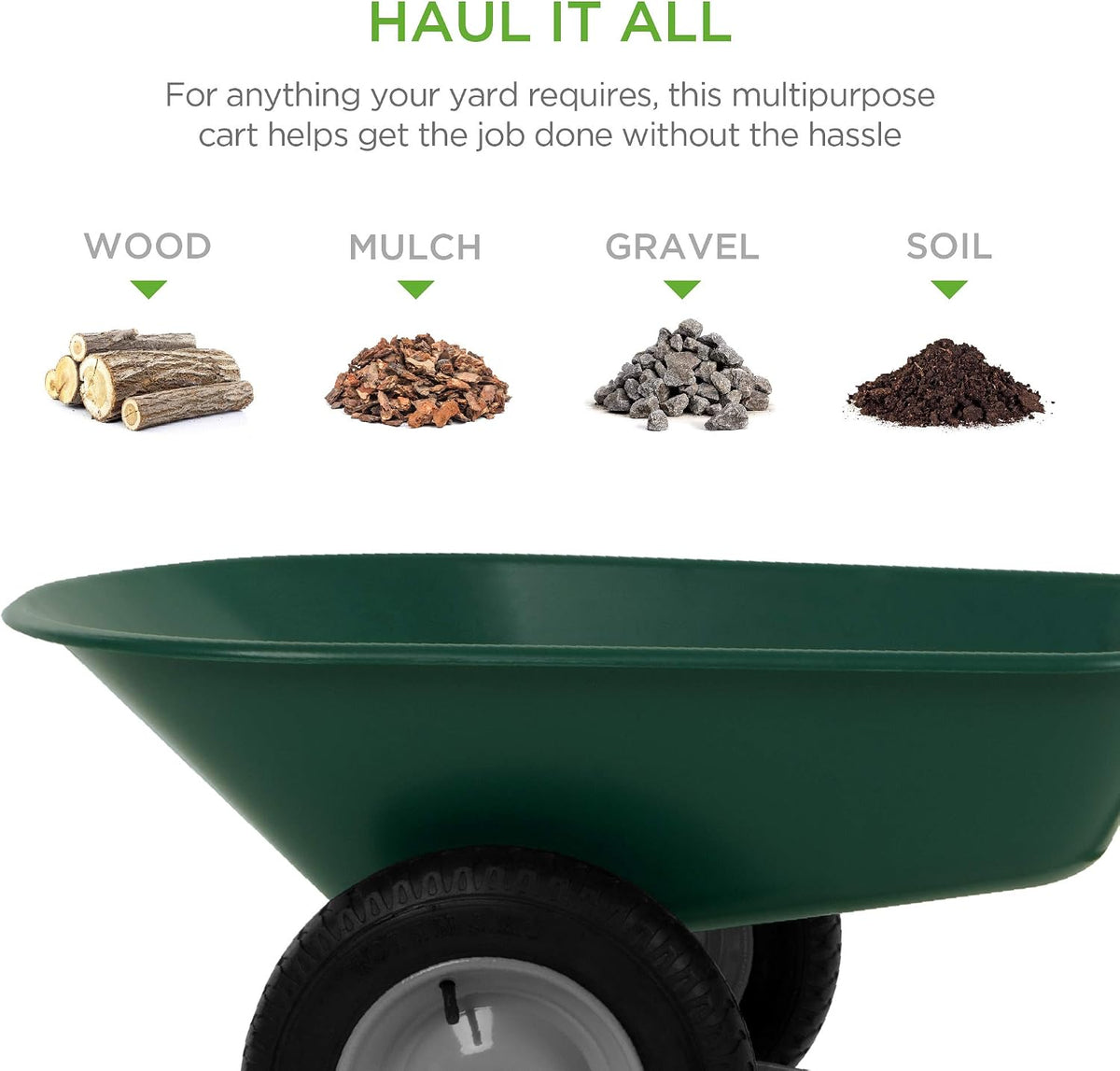 best choice products dual-wheel home utility yard wheelbarrow shown in use