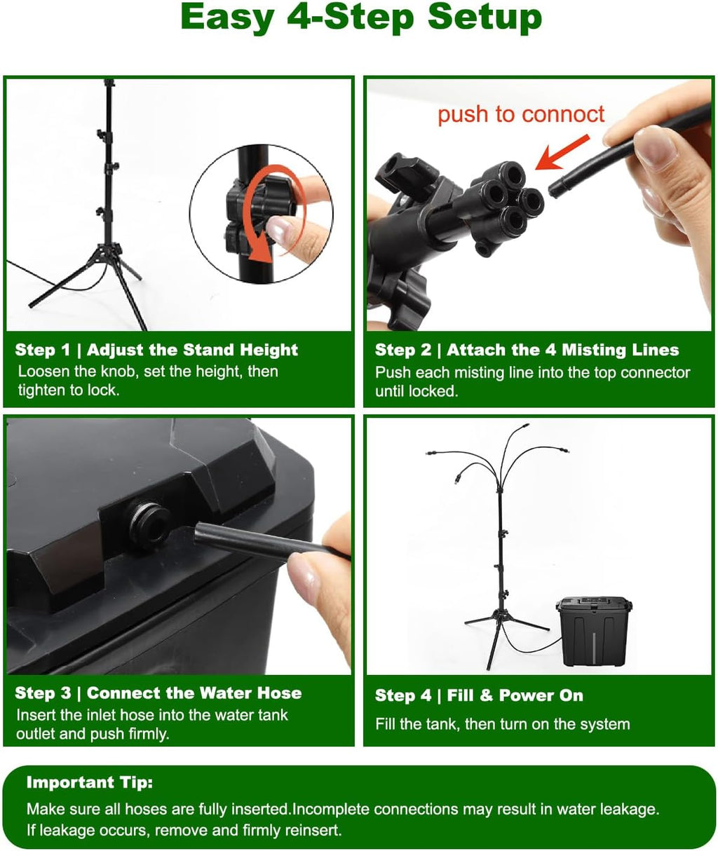 ausic portable misting system with stand, water cooling on a desk or shelf