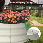 Raised Garden Bed Kit, 8x2x1 ft Galvanized Planter Box Outdoor, Oval Large Metal Raised Beds for Gardening Vegetables Flower Herb (Pearl White)