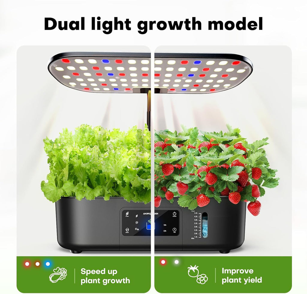 ahopegarden hydroponics growing system kit: 12 pods with, close-up detail
