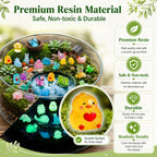 35Assorted Mini Resin Animals: 100Pcs Luminous Resin Figurines Variety Pack - Glow in the Dark Plastic Little Ducks Hedgehog Frog Rabbit Dinosaur for Fairy Garden Aquarium Fish Tank Décor