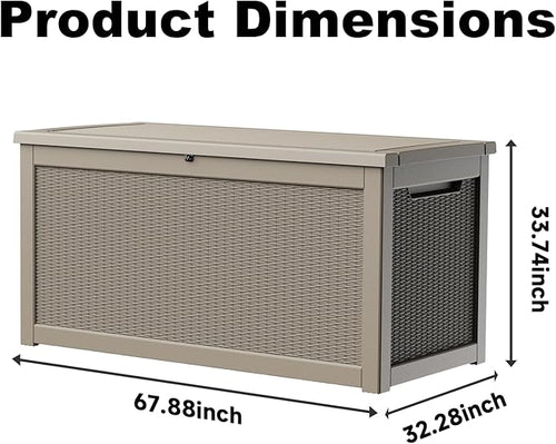 310 Gallon Lockable Outdoor Storage Box – Waterproof Resin Deck Box for Patio Furniture, Garden Tools, Pool Accessories (Gray)