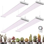 Barrina TX-L84 4FT LED Grow Light, 336W (4 x 84W), 4 Panels Wider Coverage | Pinkish White Full Spectrum, Linkable to 4, High PPFD, Hanging Plant Stand with Grow Light for Indoor Seedling, Timer, 4 Pack