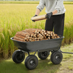 garden dump cart 660lb heavy-duty steel frame flat-free, front angle view