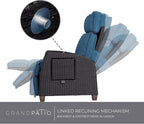 Grand patio Outdoor Recliner Chair Patio 150° Lay Flat Recliner with Flip Table Wicker Reclining Lounge Chair Peacock Blue