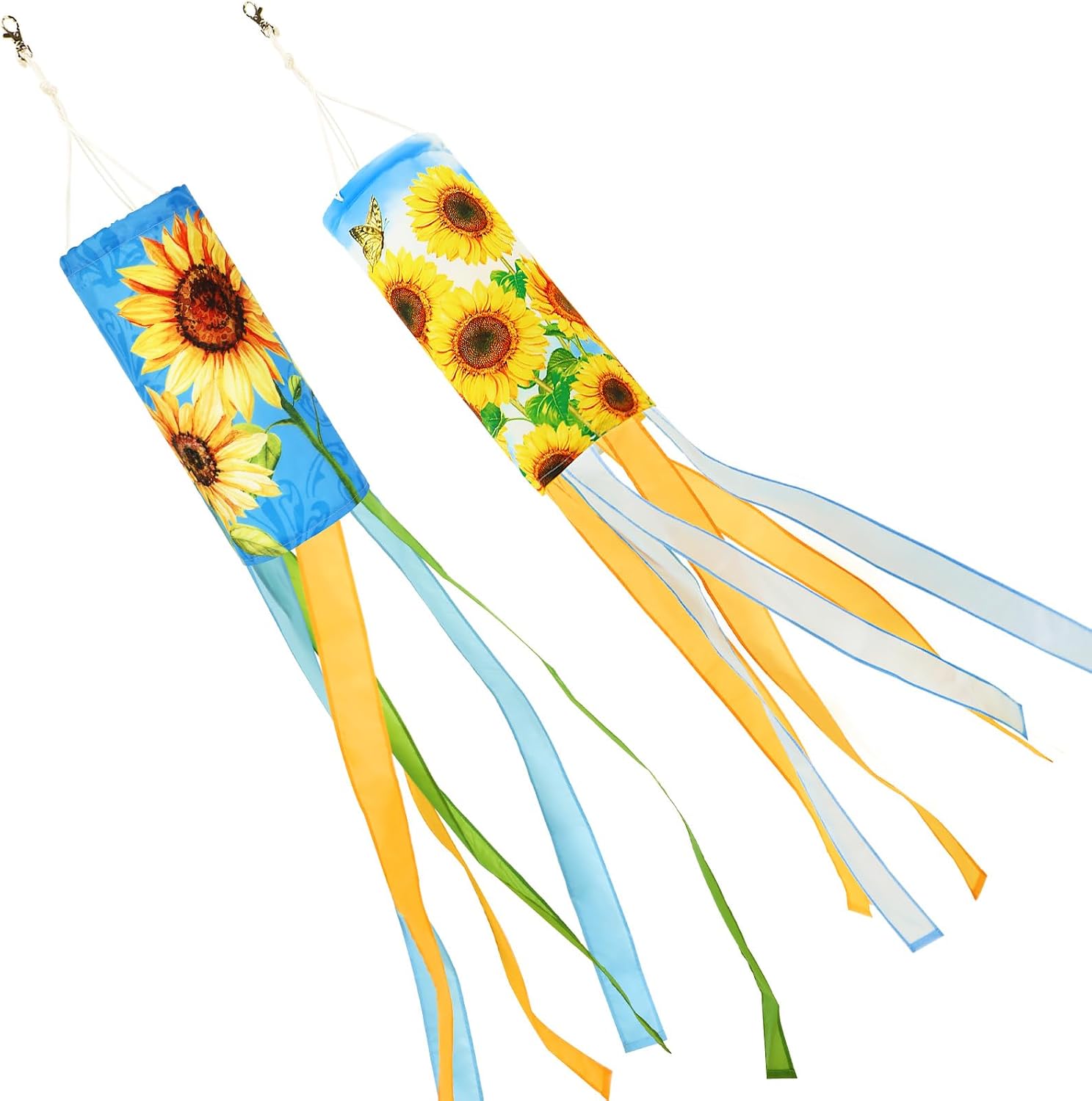 NOVWANG 2 Pieces Sunflower Windsock, 40 Inch Wind Socks for Outside Sunflower Wind Sock Summer Windsock for Home Garden Yard Balcony Decoration