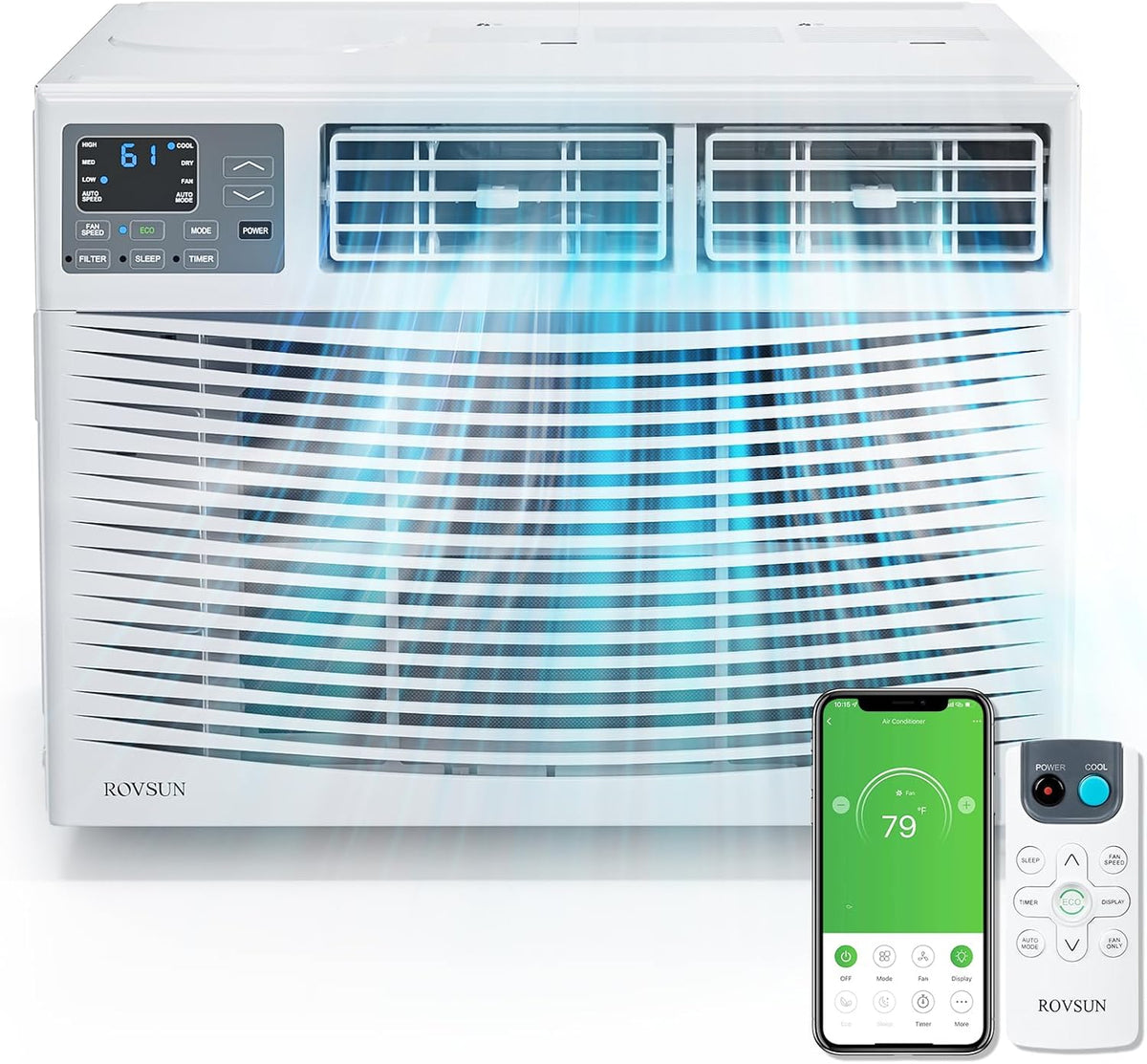 rovsun smart 18000btu window air conditioner with wifi, main product view