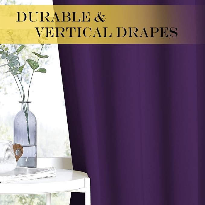 NICETOWN Blackout Curtains 84 Inch Length, Thermal Insulated Curtains for Bedroom Grommet Energy Saving Room Darkening Drapes for Living Room Window, 1 Panel, Royal Purple, 66" W x 102" L