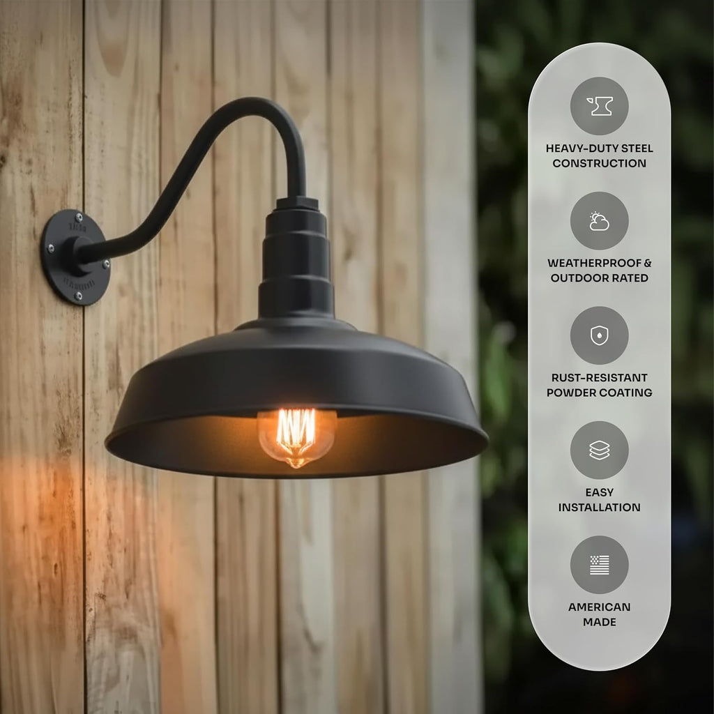 11" Gooseneck Barn Light Outdoor | Farmhouse Exterior | Hunter Green/Brass