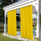 BONZER Waterproof Indoor/Outdoor Curtains for Patio Thick Privacy Grommet Curtains for Bedroom, Living Room, Porch, Pergola, Cabana, 1 Panel, 54W x 84L inch, Yellow