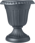 Arcadia Garden Products PL10GY Indoor/Outdoor Classic Traditional Plastic Urn Planter, 15" x 13", Gray