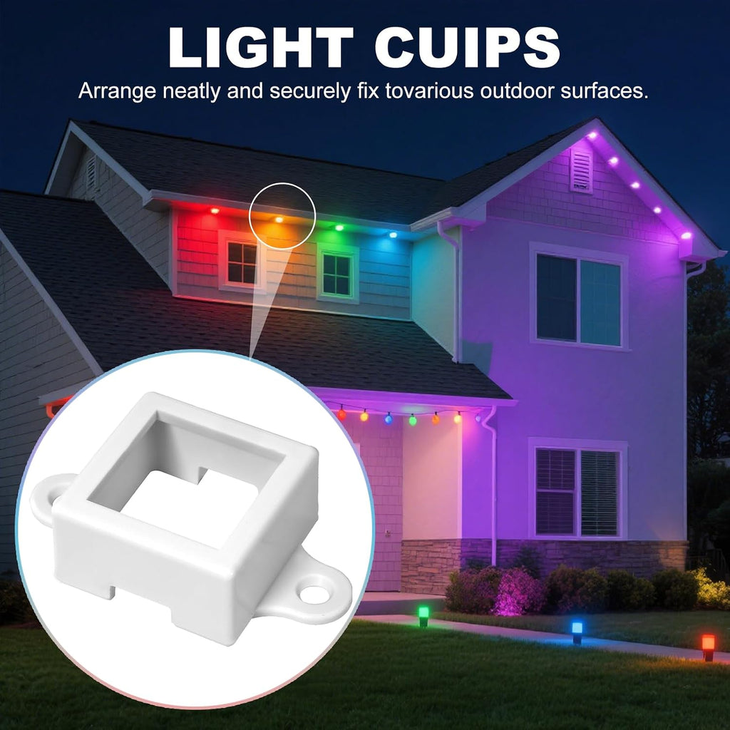 75 Set Light Clips for Govee H705A/B/C/H805 Outdoor Lights with 150 Screws Secure Mounting Brackets for Govee Permanent (H805/H705) Not Compatible Pro Version Outdoor Lights（White）