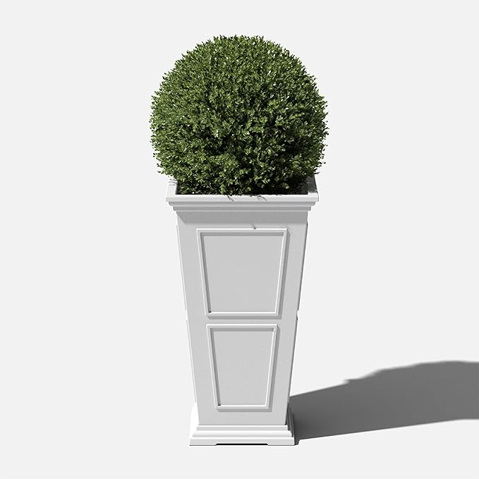 Veradek Brixton Series Tall Planter - Large Outdoor Planter for Front Porch/Patio | Crack-Resistant Plastic for All-Weather Use | Classic Estate Design for Tall Plants, Flowers, Trees