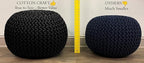 COTTON CRAFT Round Pouf - Hand Knitted Cotton Braid Cord Cable Dori Ottoman - Foot Stool Floor Pouf Footrest Accent Seat Furniture Bean Bag - Living Room Kids Room Nursery Dorm Décor - 20x14 - Orange