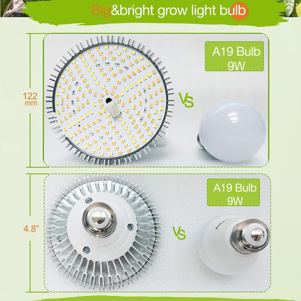 Lonwon Grow Light Bulb, Plant Light Bulb, E26 Grow Bulb Full Spectrum | LED Grow Lights for Indoor Plants, 30W Plant Lights for Indoor Growing and Regular Lamp, 4000K Warm, PAR 38 Bulb, 1-Pack
