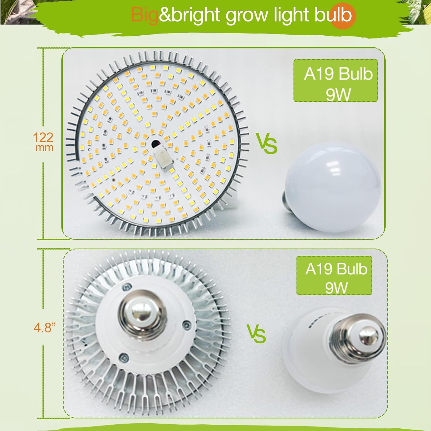 Lonwon Grow Light Bulb, Plant Light Bulb, E26 Grow Bulb Full Spectrum | LED Grow Lights for Indoor Plants, 30W Plant Lights for Indoor Growing and Regular Lamp, 4000K Warm, PAR 38 Bulb, 1-Pack